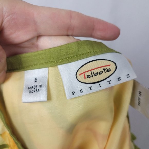 Talbots Women's Yellow Floral Yellow Pink Green Below the Knee Lined Size 6 - Picture 4 of 5